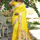 Lemon Banarasi Soft Silk Paithani Saree With Zari Border