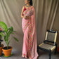 Peach Pure Gorgate Saree With Sequence Work