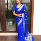 Royal Blue Lichi Silk Banarasi Saree With Silver Weaving