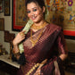 Brown Soft Silk Saree With Contrast Fancy Zari Weaves Border
