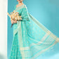 Sky Blue Chanderi Chikankari Weaving Saree With Classy Zari 2
