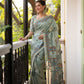 Green Tussar Silk Saree With Madhubani Print