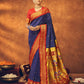 Blue Beautiful Rahi Paithani Saree With Jari Work