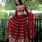 Maroon Embroidered Faux Georgette Party Wear Lehenga Choli