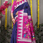Soft Blue Silk Paithani Saree With Rich Pallu And Meenakari work
