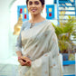Linen Grey Tissue Saree With Zari Border