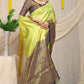 Green Pure Soft Silk Saree With Hand dying Soft Luxurious Fabric.