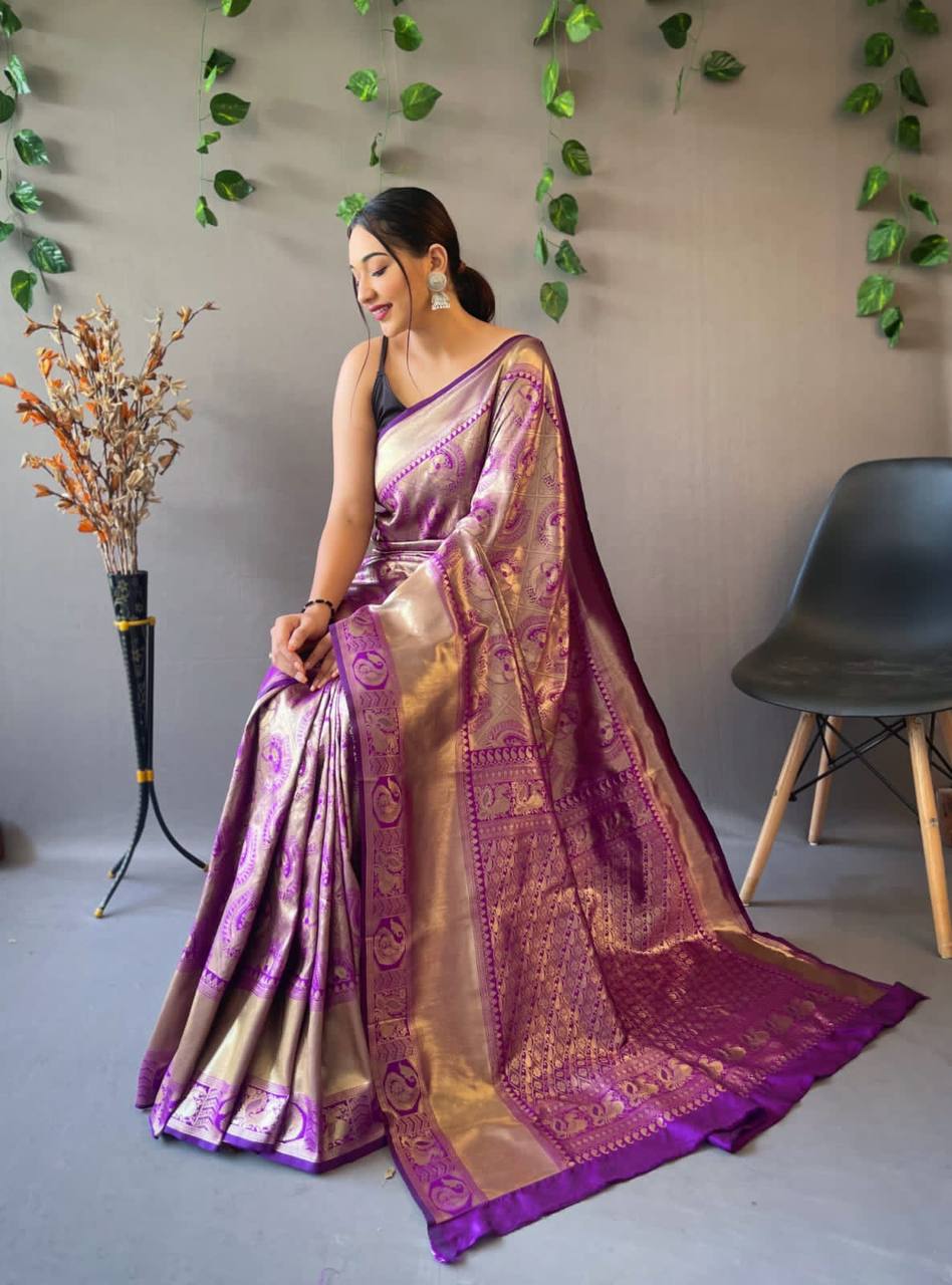 Heavy Silk Pure Purple Saree