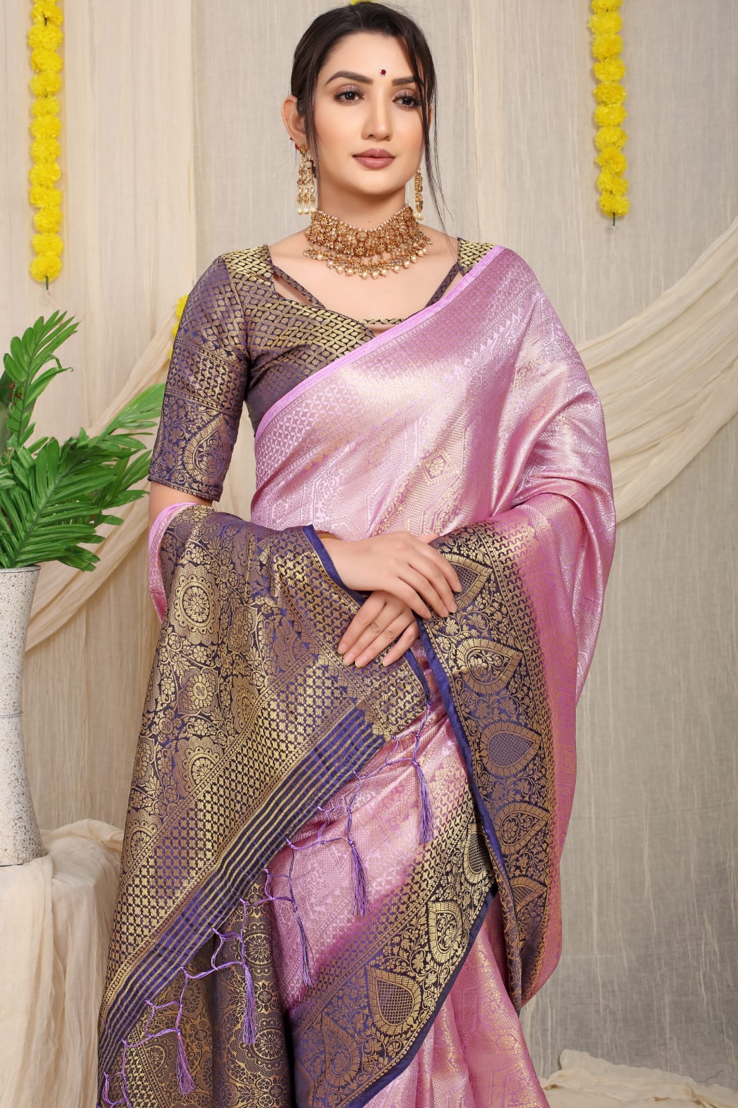 Purple Pure Soft Silk Saree With Hand dying Soft Luxurious Fabric.