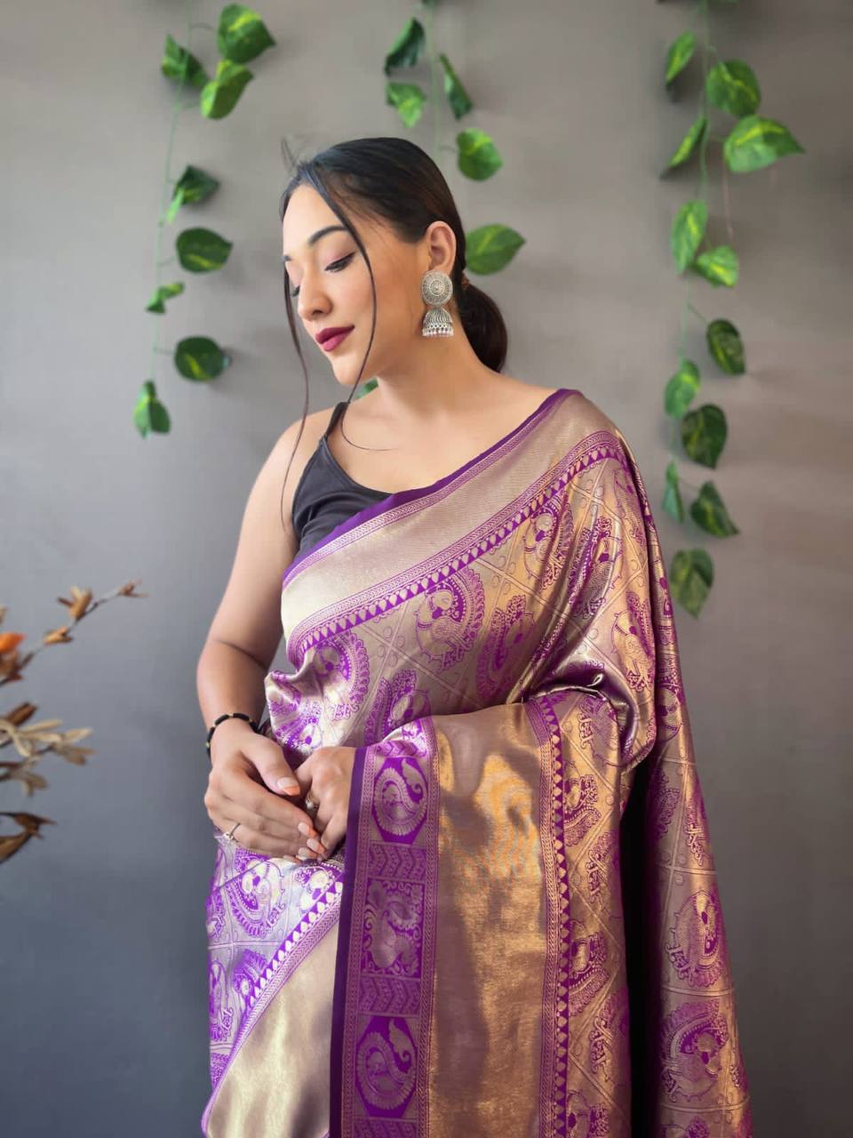 Heavy Silk Pure Purple Saree