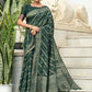 Green Pure Tussar Silk Jamdani Weaving Saree With Zari Woven Border