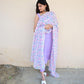 Beautiful Lavender Maska Cotton Suit Set With Pent And Dupatta