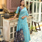 Blue Chanderi Silk Saree With Silver And Copper Zari Weaves
