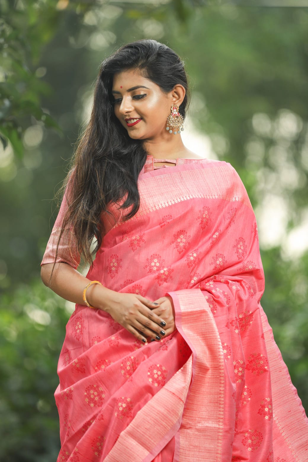 Rose Beautiful Softy Silk Saree With Zari woven Border