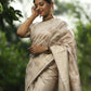Sliver Beautiful Softy Silk Saree With Zari woven Border