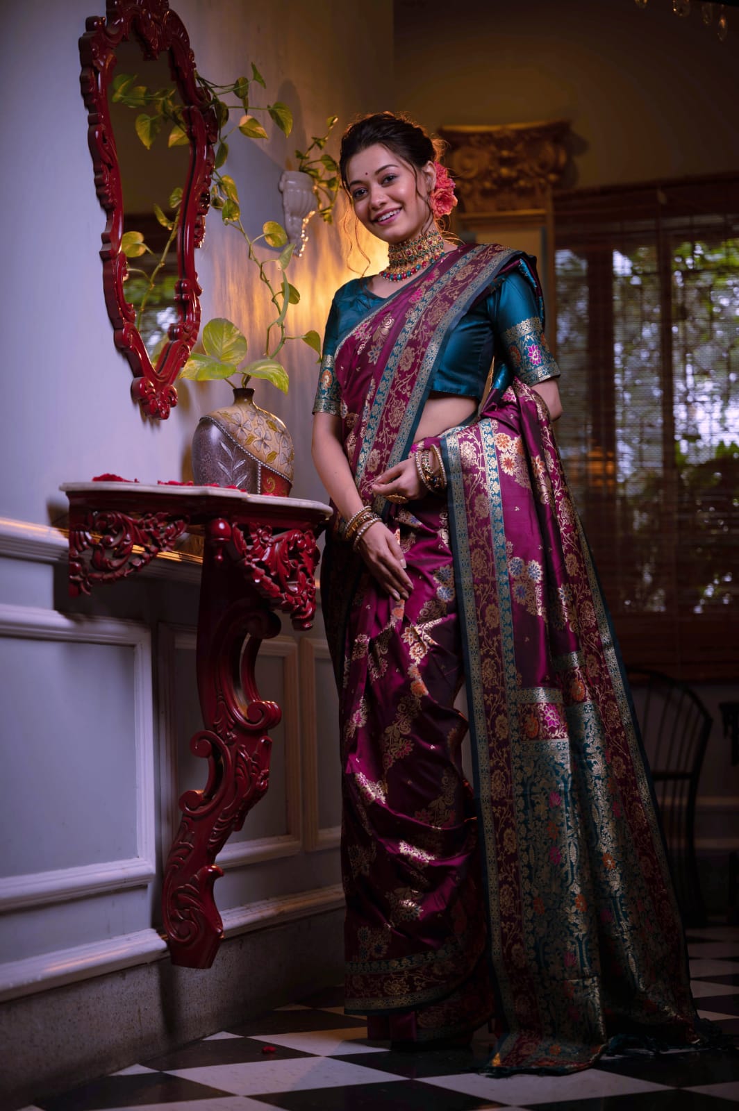 Purple Soft Banarasi Silk Saree