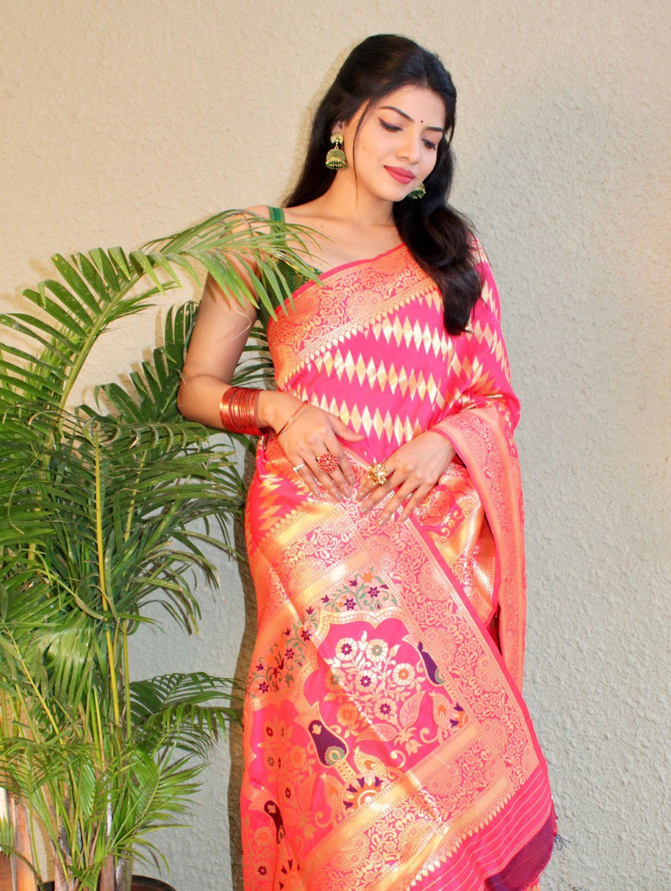 Fuldani Pallu Silk With Pure Zari Weaving Rich  Gajari Saree