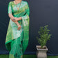 Green Beautiful Kanchipuram Pure silk handloom saree with Pure Zari