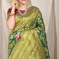 Green Pure silk saree with gold Jari weaving work And