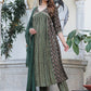 Green Beautiful Foil Capsul Printed Aliacut Embroidery Kurti Set