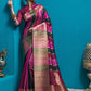 Jamun Tussar Silk Saree with unique Bishnoi broad Border