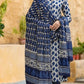 Cotton Suit Set In Indigo Printed Kurti Pant With Dupatta