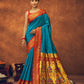Teal Beautiful Rahi Paithani Saree With Jari Work