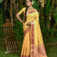 Yellow Banarasi Soft Silk Saree With Butti Weaves