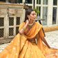 Yellow Chanderi Silk Saree With Silver And Copper Zari Weaves
