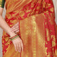 Red Pure silk saree with gold Jari weaving work