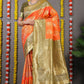Orange Kanchipuram Pure Silk Handloom Saree With Pure Jari