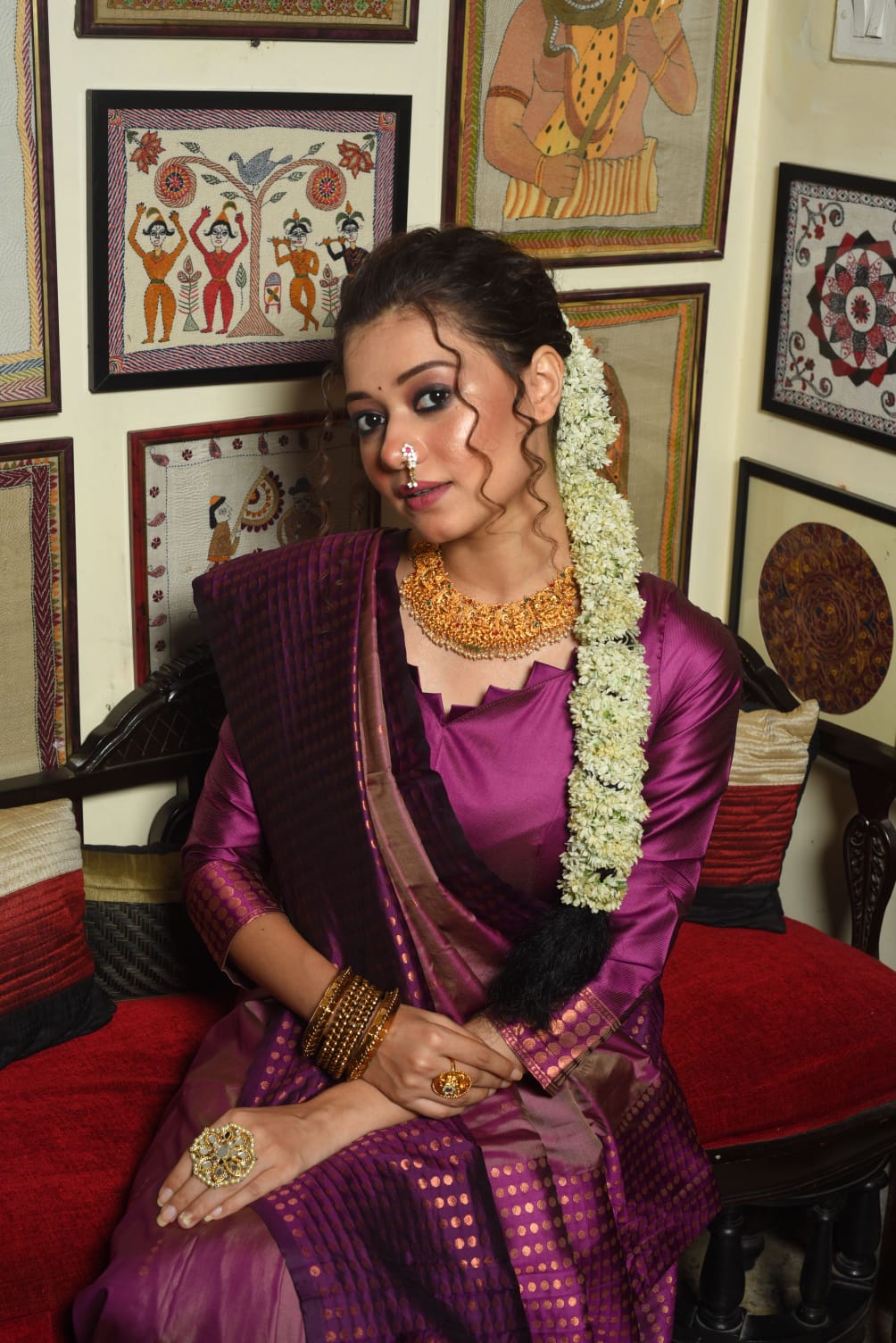 Purple Soft Silk Saree With Contrast Fancy Zari Weaves Border