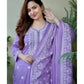 Cotton Lavender Kurti With Dupatta Set
