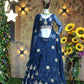 Royal Blue  Embroidered Faux Georgette Party Wear Lehenga Choli