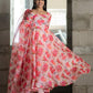 Beautiful pink  Floral  pair in anarkali With Pent And Dupatta