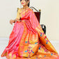 Oose Pink Paithani Pure Silk Handloom Saree