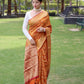 Yellow Bandhej Silk Saree With Weaving Gold Zari Border