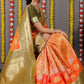 Orange Kanchipuram Pure Silk Handloom Saree With Pure Jari