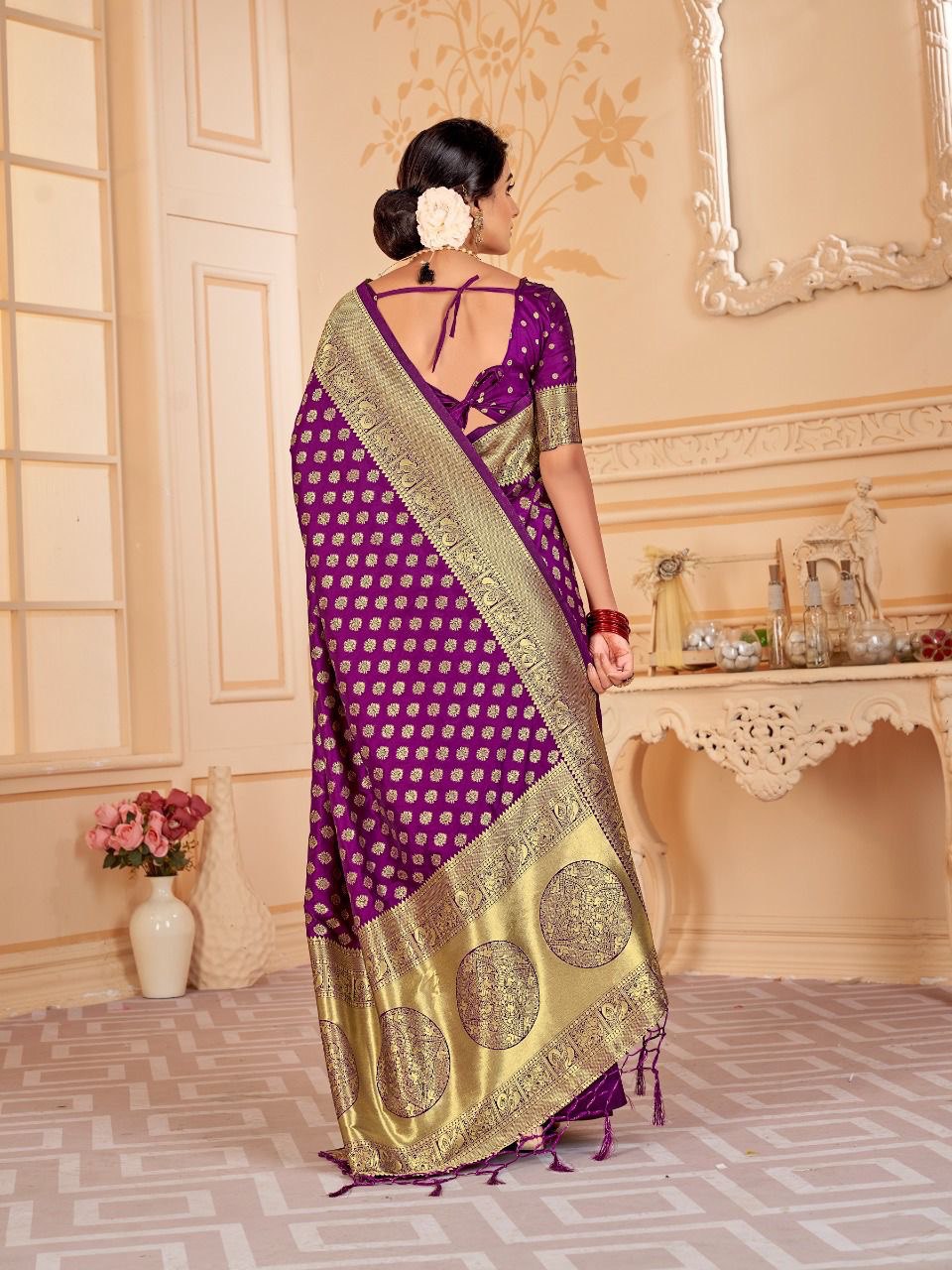 Purple Pure Silk Saree With Zari Work