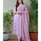Pink Cotton Printed Afghani Suit Set