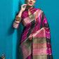 Jamun Tussar Silk Saree with unique Bishnoi broad Border