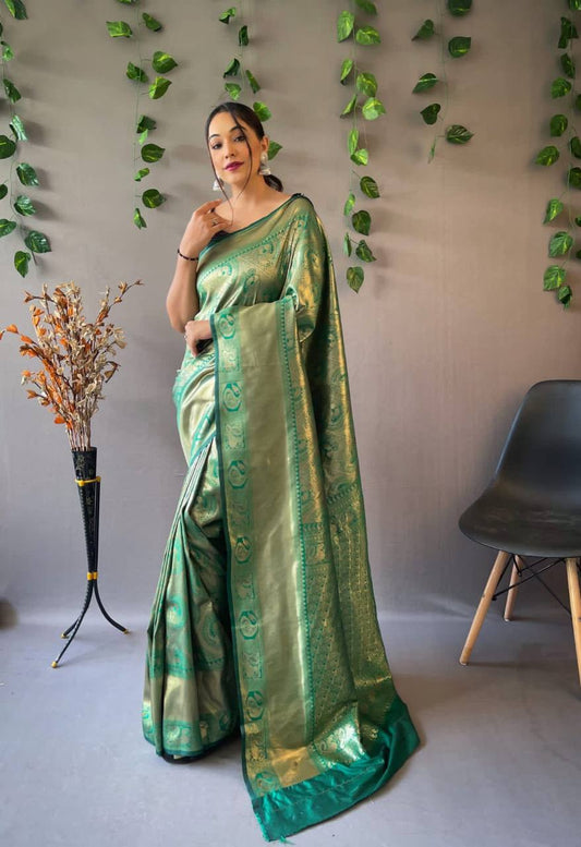 Heavy Silk Pure Green Saree