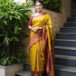 Gold Lichi Silk Banarasi Saree