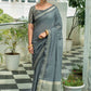 Grey Pure Linen Saree Katha Weaving