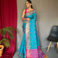 Sky Blue Soft Rangeen Patola Silk Saree