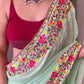 Green Pure Gorgate Saree With Sequence Work