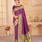 Purple Pure Silk Saree With Zari Work