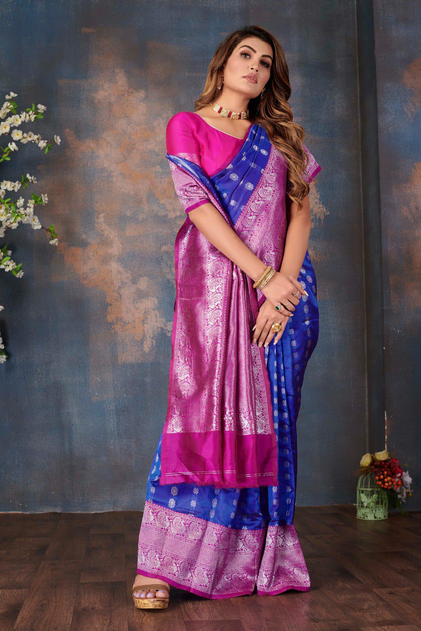 Blue Traditional Pure Kanjivaram Handloom Silk Saree