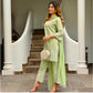Green Chikenkari Embroidered  Kurta Set With Dupptta