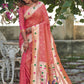Peach Banarasi Soft Silk Paithani Saree With Zari Border